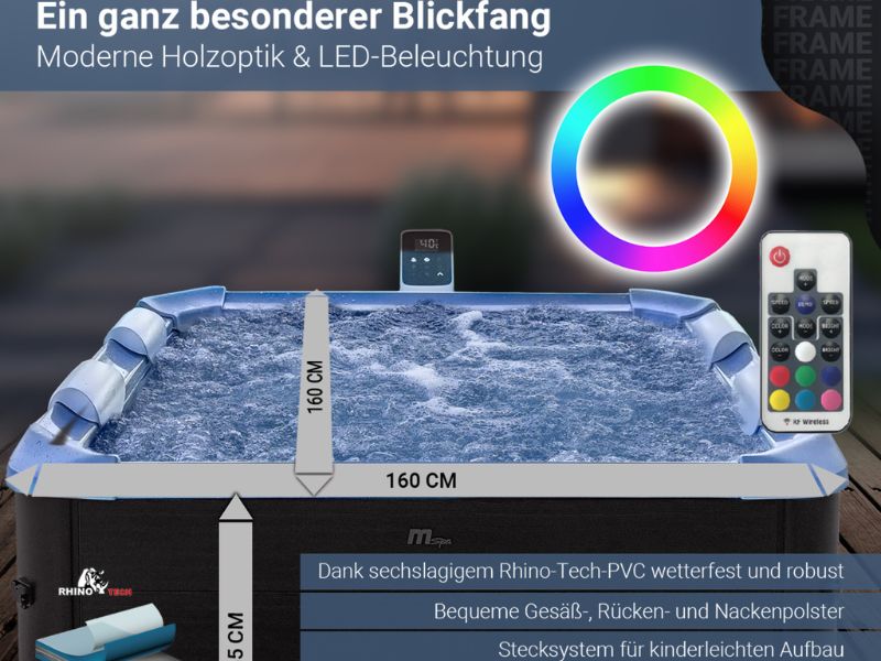 Optisch klasse mit Holzoptik und LEDs der MSpa Frame Oslo